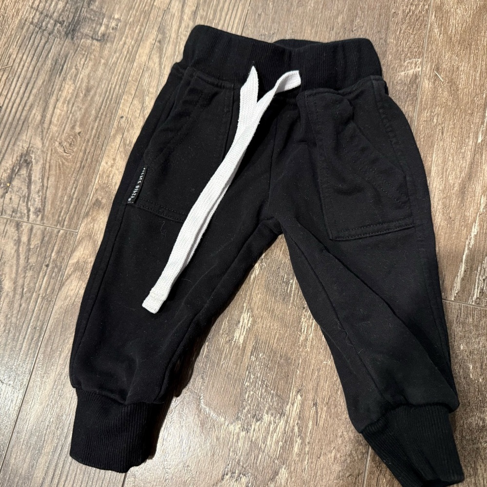 Little Bipsy Black Joggers with White Drawstring